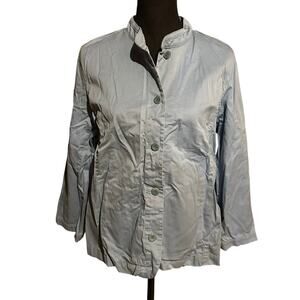 Eileen Fisher Light Dusty Blue Cotton Career Jacket Blazer Women's L Large